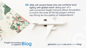Image of cargo plane with a line about air freight trends in 2026